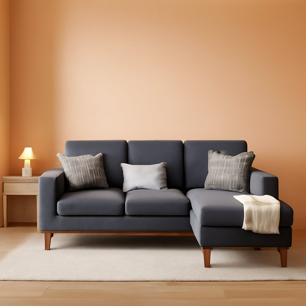 L-Shaped Sectional Sofa Graphite Grey Storage Ottoman