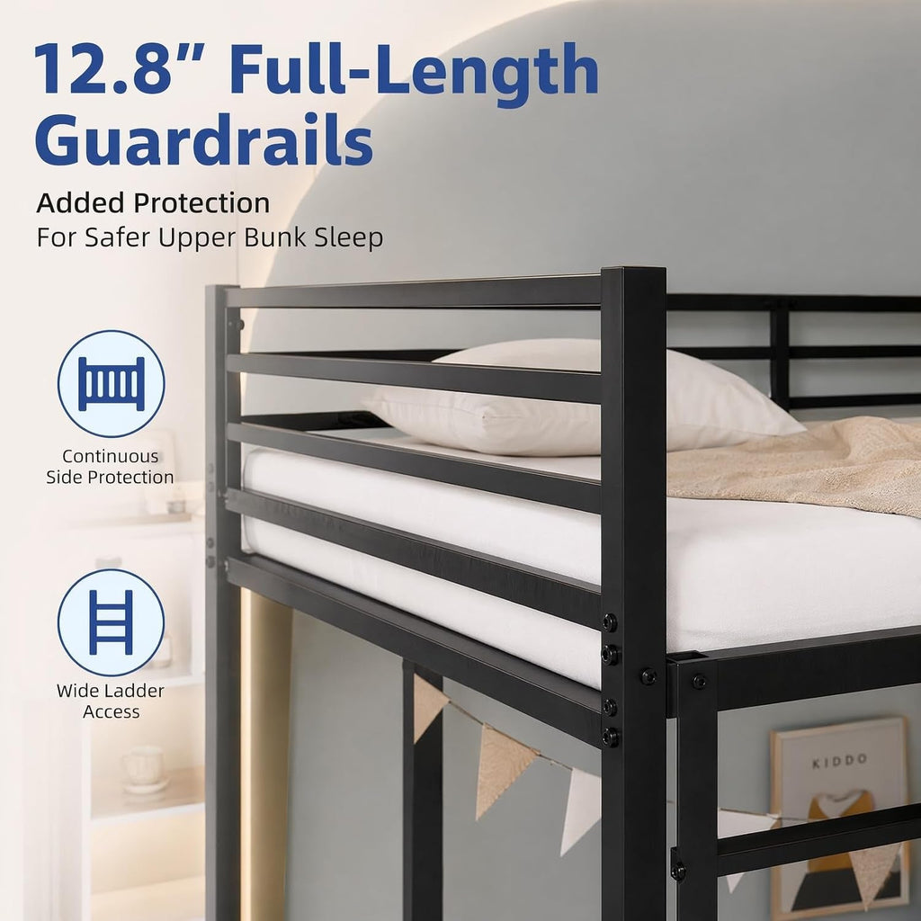 Twin Industrial Strength Metal Bunk Bed Rails System