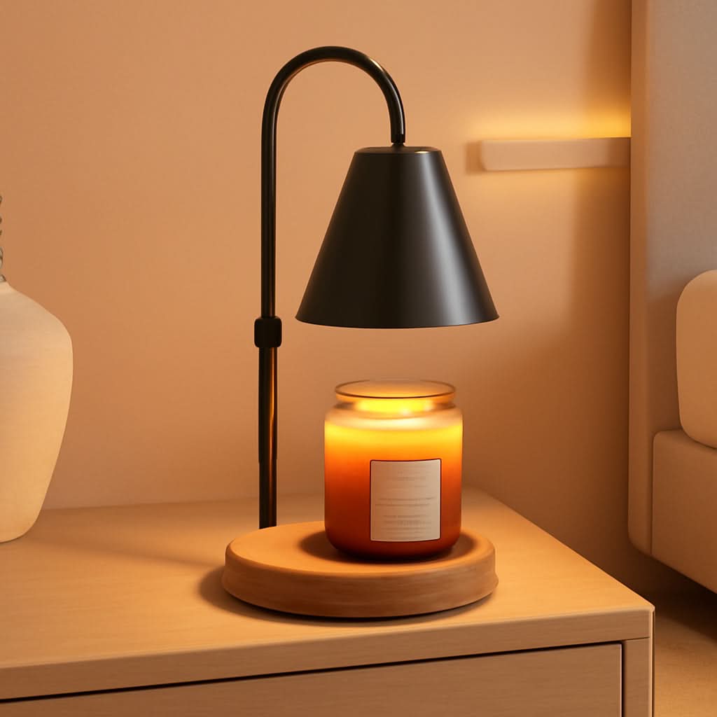 Black Candle Warmer Lamp Featuring Programmable Timer