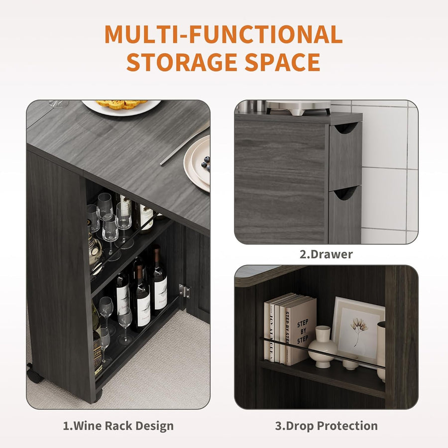 Compact Folding Dining Table With Integrated Wheels