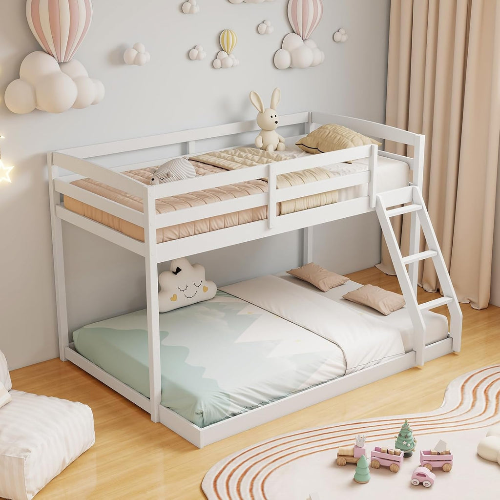 Durable Engineered Twin Over Full Bunk Bed Frame System
