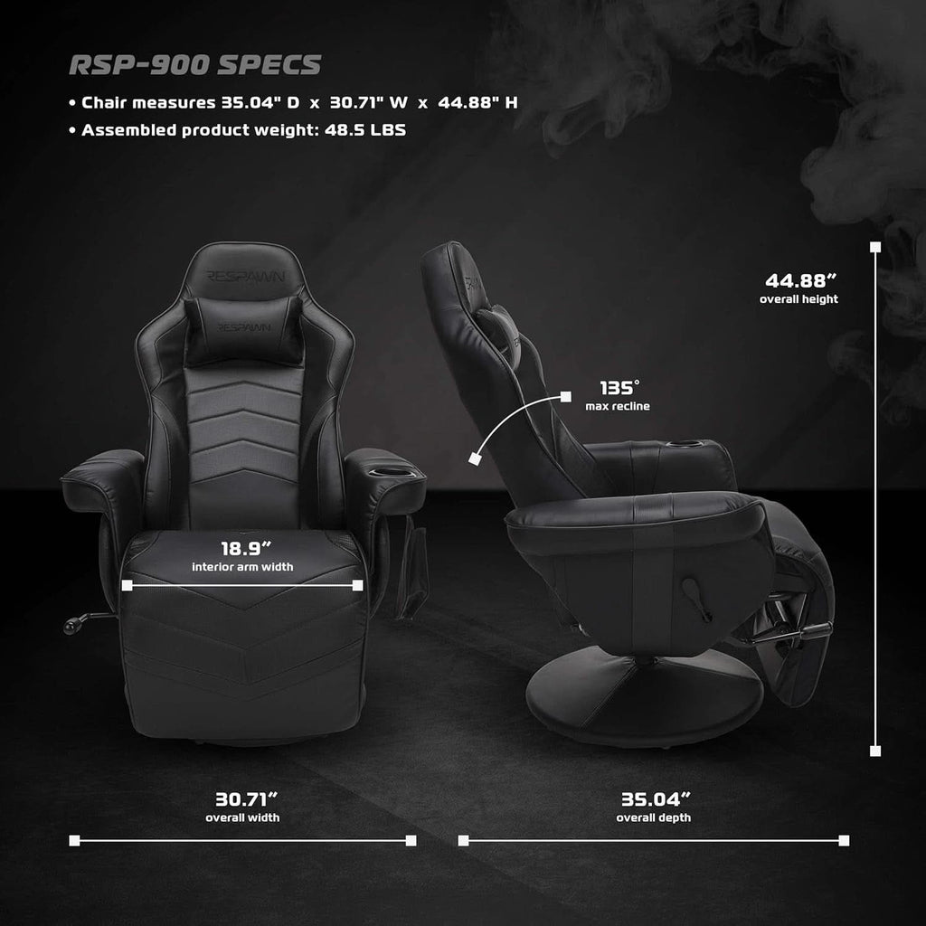 900 Gaming Recliner Black With Adjustable Leg Rest Cupholder
