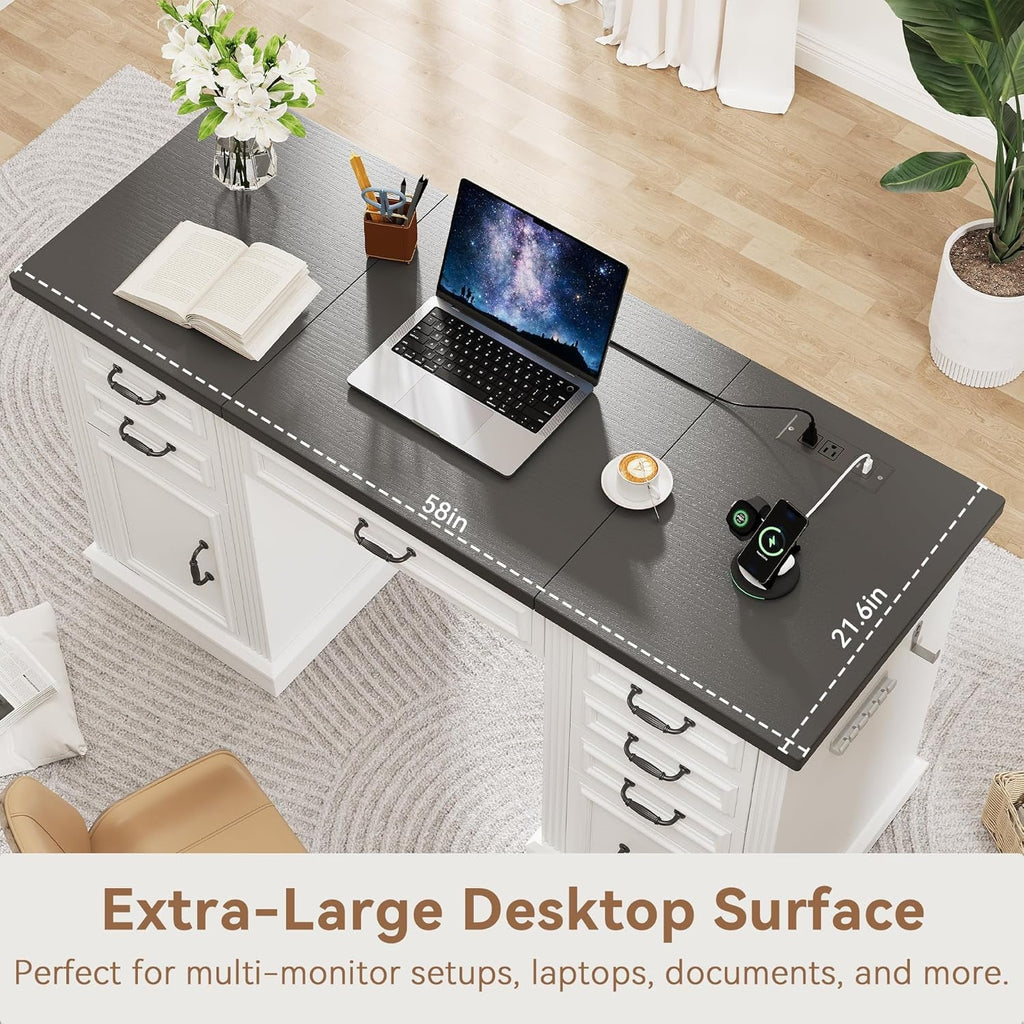 57 Inch Height Adjustable Executive Desk Storage Systems