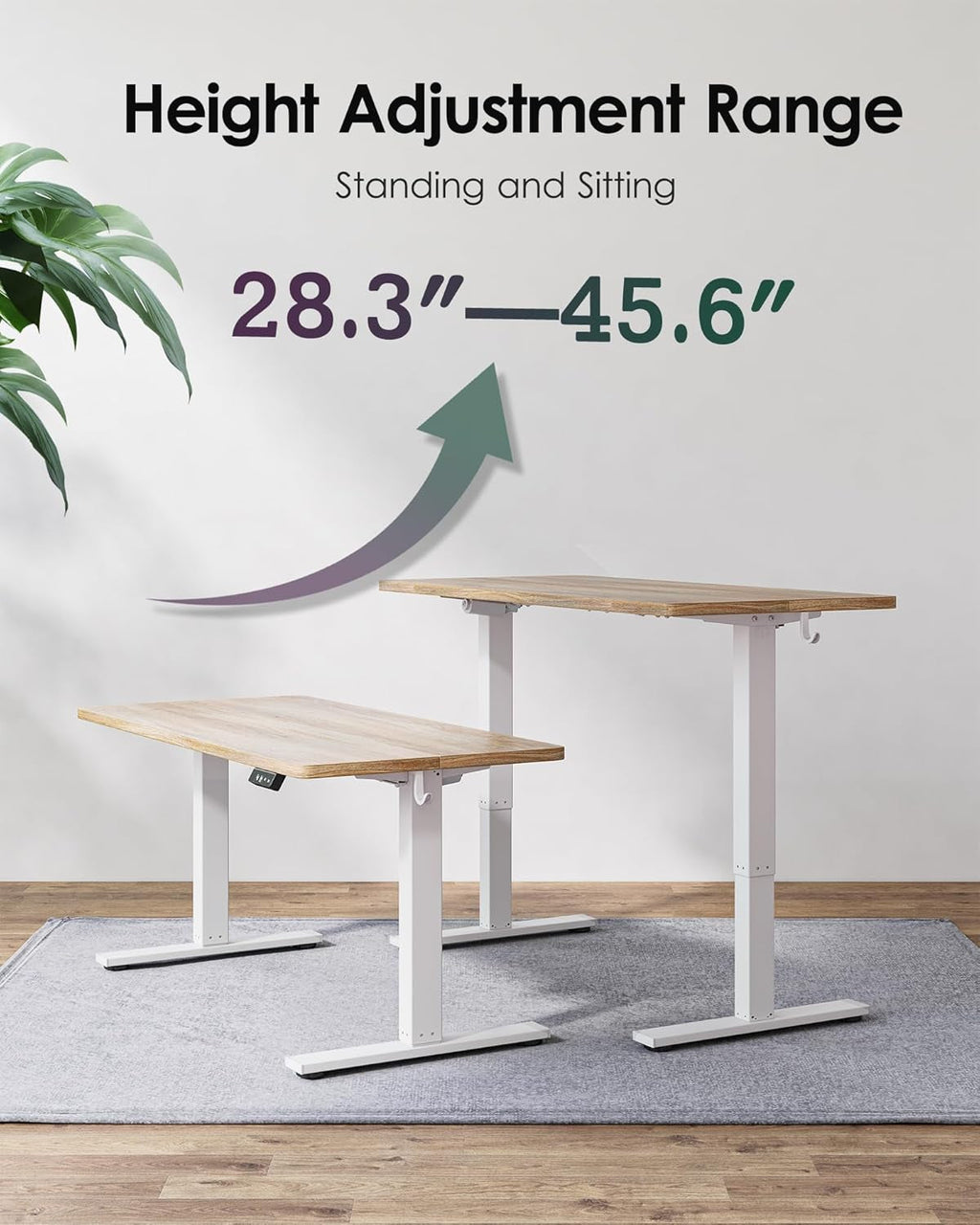 Height Adjustable Standing Desk White 47.2 Inch Wide-3