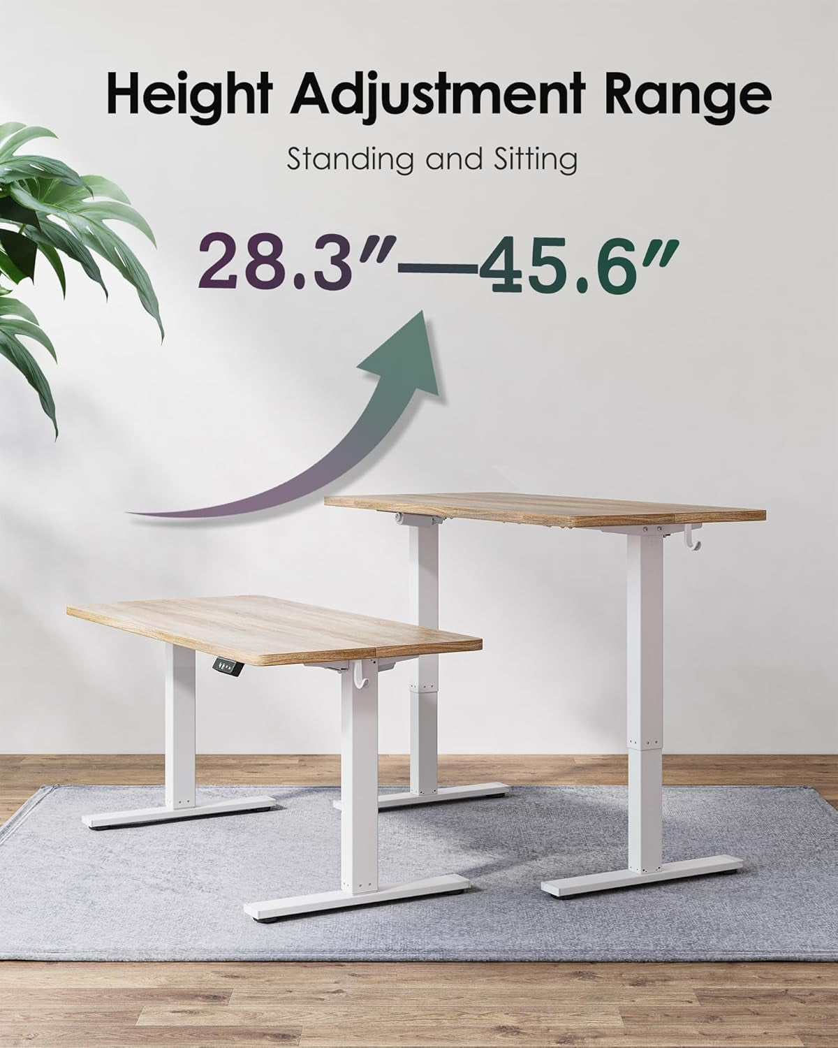 Height Adjustable Standing Desk White 47.2 Inch Wide-3