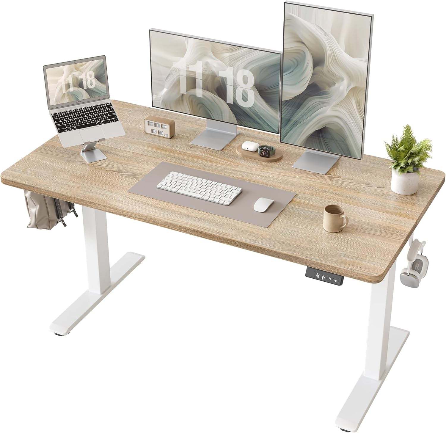 Height Adjustable Standing Desk White 47.2 Inch Wide-0