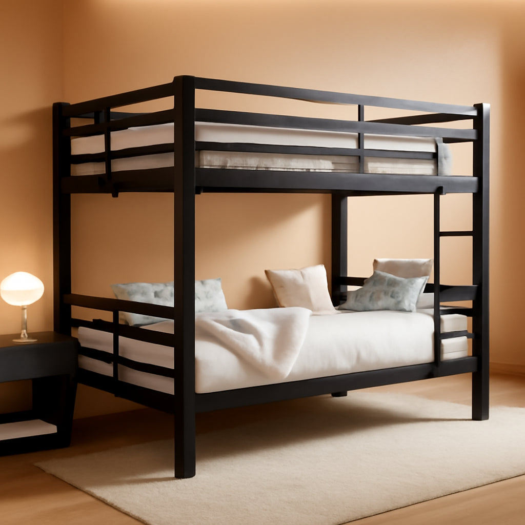 Twin Over Twin Industrial Grade Steel Bunk Bed Black Finish