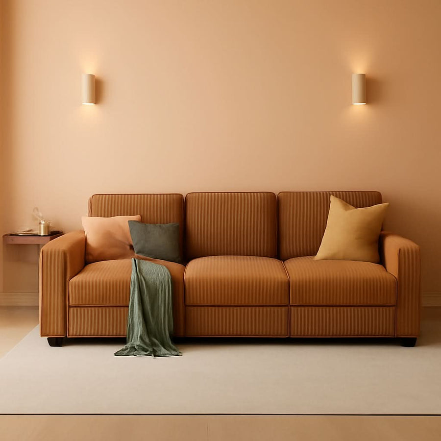 Brown UShaped Convertible Sectional Sofa Bed USBPort