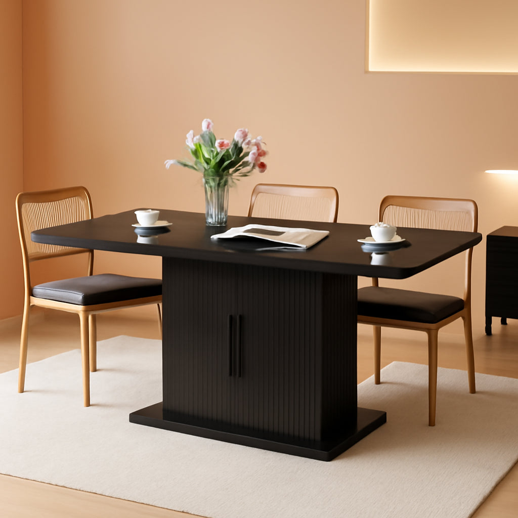 Extendable Black Dining Table With Concealed Storage