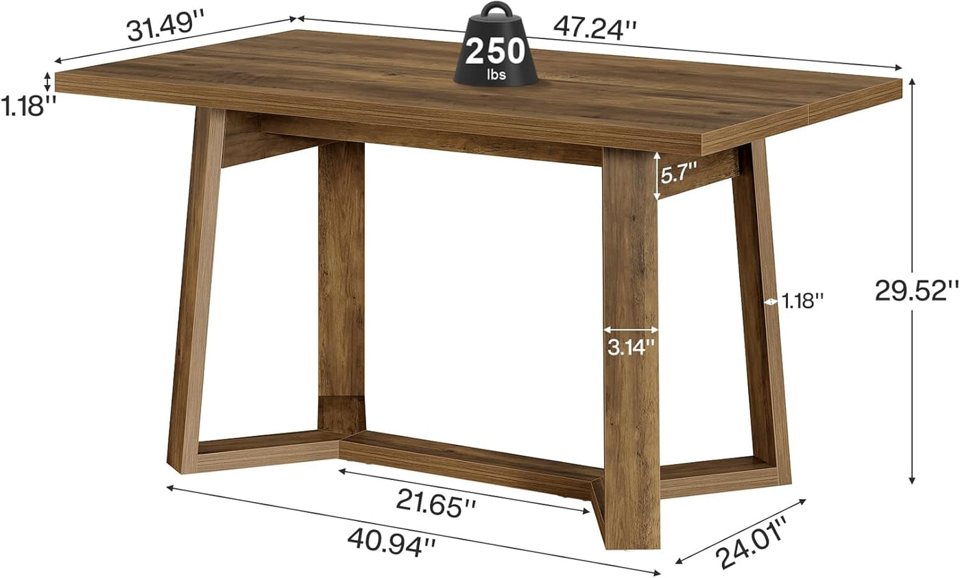 47-Inch Rustic Brown Rectangular Dining Table Geometricbase