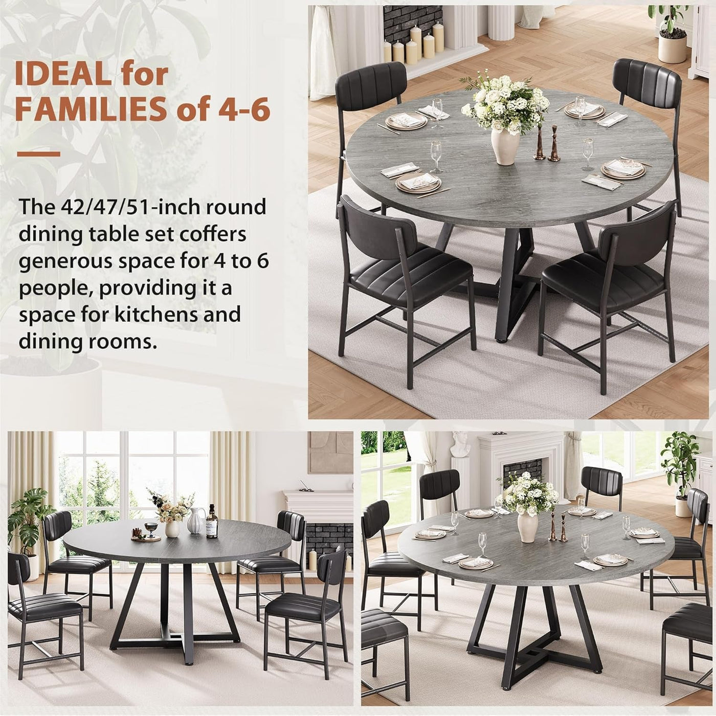 Premium Multifunctional 51 Inch Round Grey DiningTable