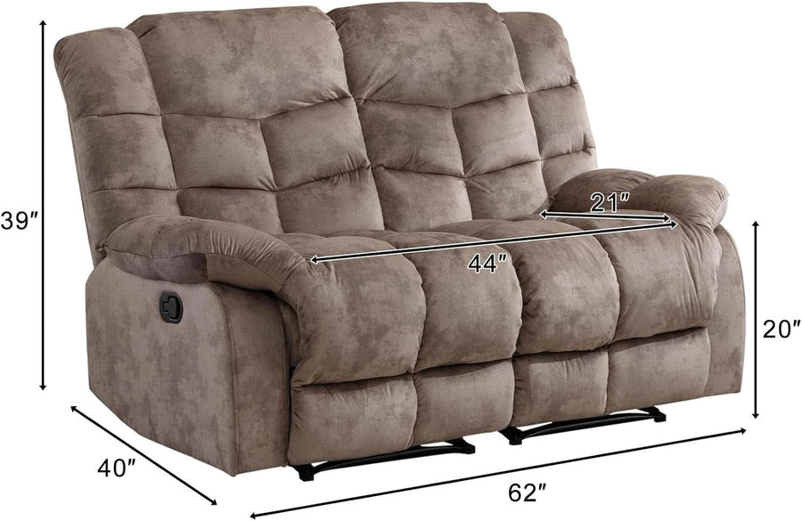 Manual Two Seat Loveseat Recliner Sofa Light Brown