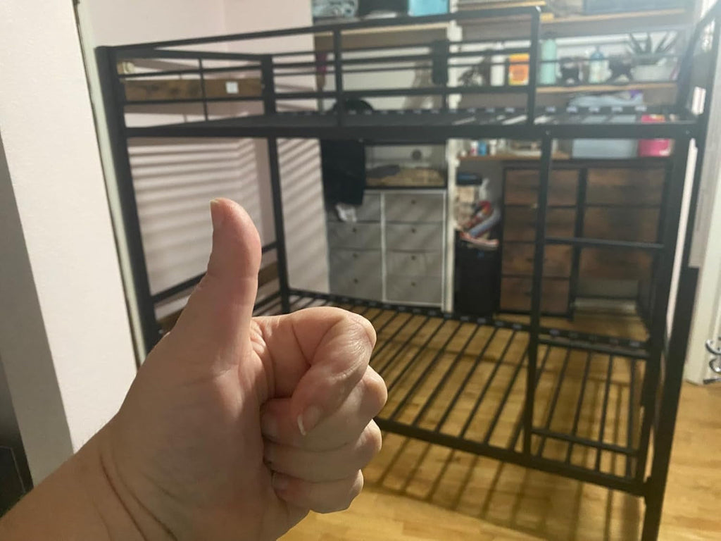 Twin Over Twin Black Powder Coated Industrial Metal Bunk Bed
