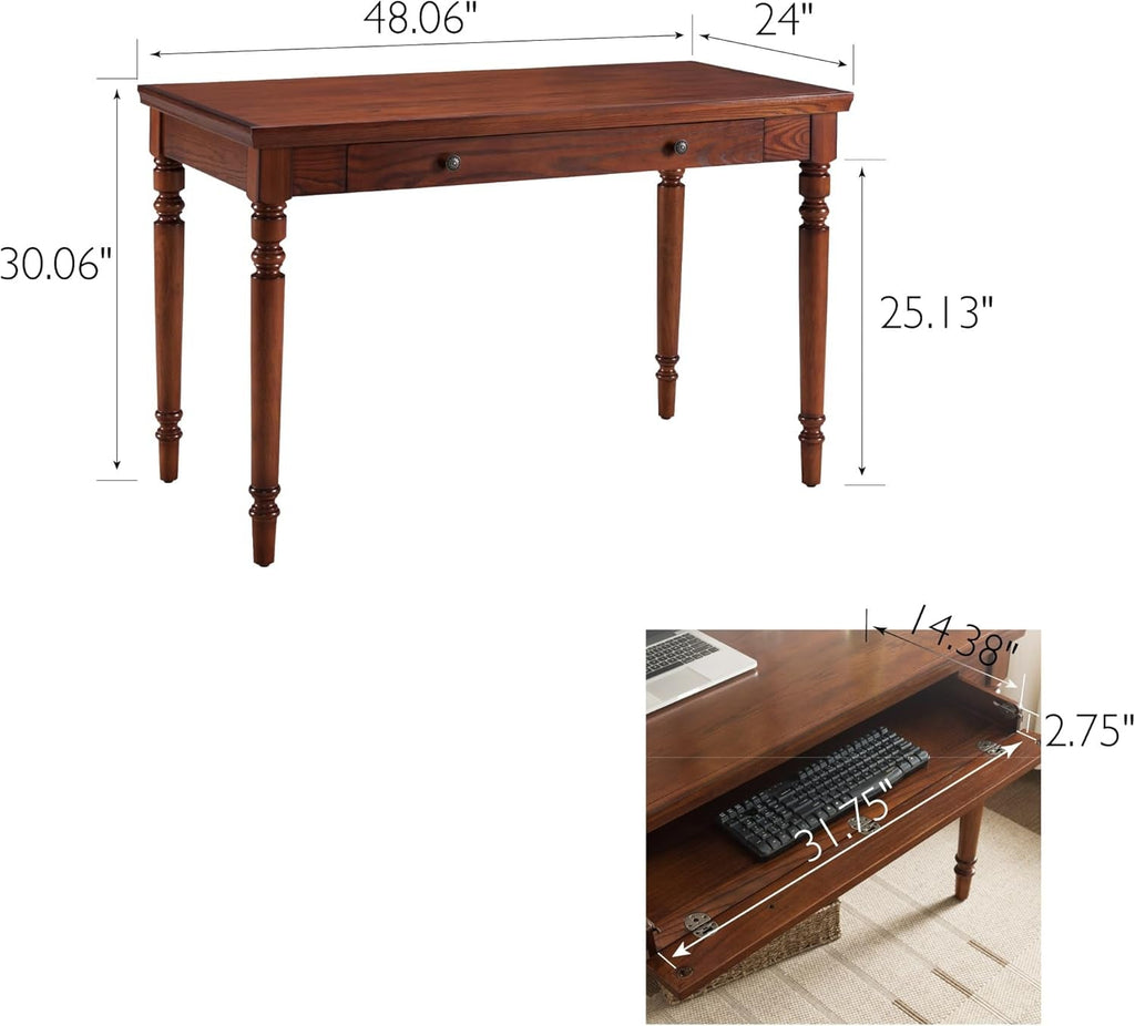 Mission Oak Finish Desk 48Inch Solid Wood Keyboard Drawer